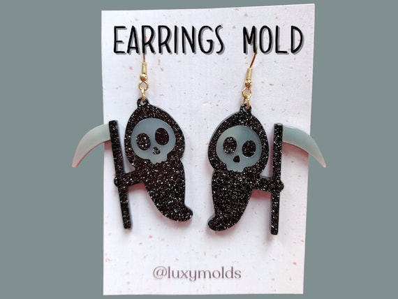 Silicone earrings mold / Silicone epoxy mold / Silicone UV resin molds / Halloween earrings silicone jewelry mold