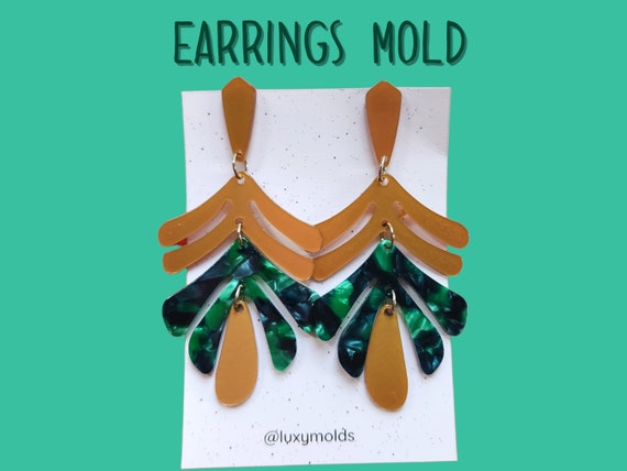 Silicone earrings mold / Silicone epoxy mold / Silicone UV resin molds / Floral drop earrings silicone jewelry mold