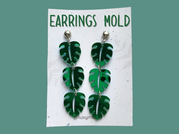 Silicone earrings mold / Silicone epoxy mold / Silicone earring moulds / Silicone UV resin molds / Monstera earring silicone jewelry mold