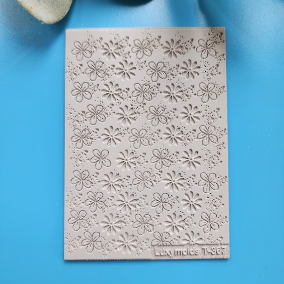 Polymer clay Texture tile Texture mat Clay stamp Polymer clay texture stencils "Flower, botanic" design clay texture Rubber mat T-367