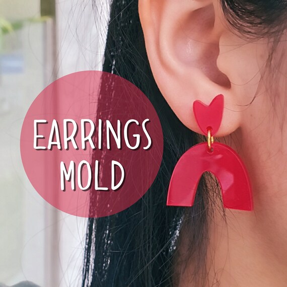 Valentine's day Silicone earrings mold "Heart rainbow" mould for resin and epoxy