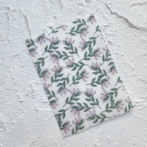 Water-soluble transfer paper for polymer clay craft "Pink pastel color flowers"