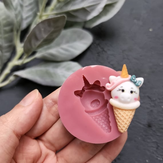 Silicone earrings mold / Silicone epoxy mold / Silicone stud earring moulds/Silicone UV resin molds/Unicorn ice-cream jewelry mold/Clay tool