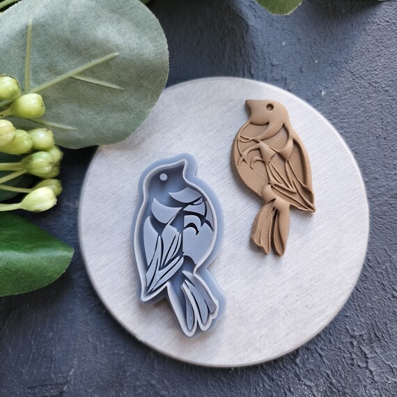Polymer Clay cutters "Birds" Earrings Summer cutters Botanical cutters Clay texture stamp Polymer clay texture Polymer clay tool