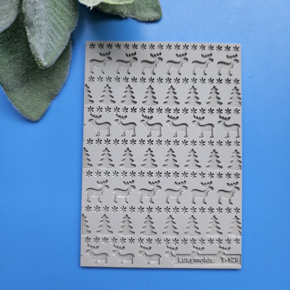 Polymer clay Texture tile Texture mat Clay stamp Polymer clay texture stencils "Christmas" T-128