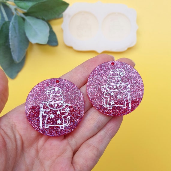 Silicone earrings mold "Magic cat" mould for resin and epoxy