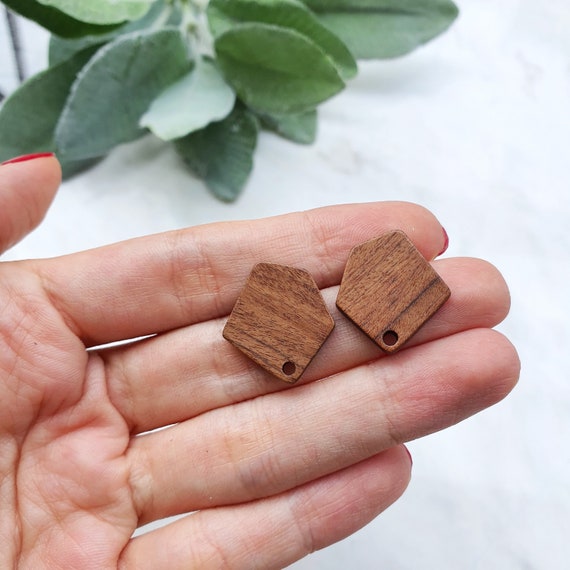 Wood Earring stud components Geometric studs Earrings findings DIY jewelry
