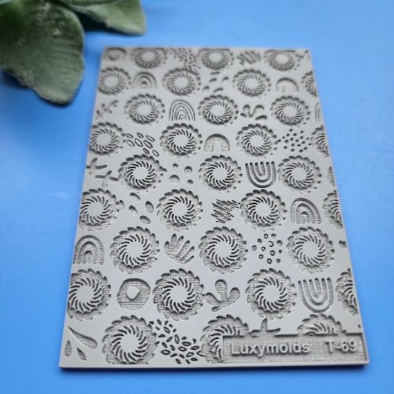 Polymer clay Texture tile Texture mat Clay stamp Polymer clay texture stencils "Rainbow" T-69