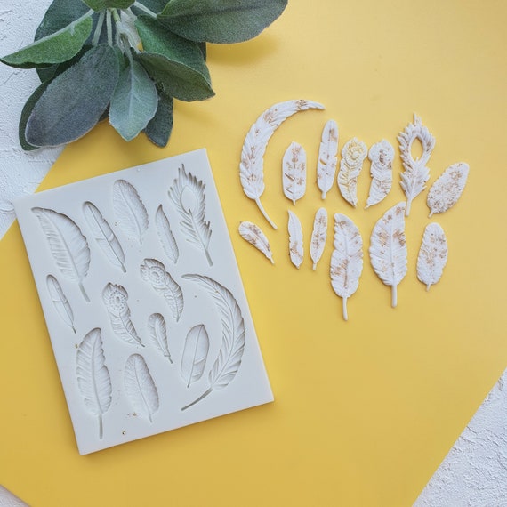 Feathers Silicone hair clips mold for resin and epoxy Jewelry polymer clay mold
