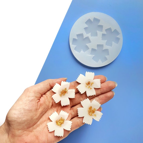 Silicone earrings mold flower mould for resin and epoxy "Cornflower"