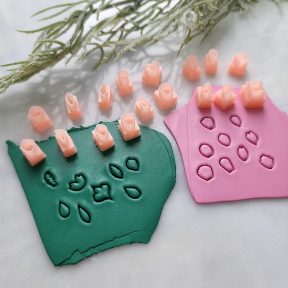 17 pcs set Polymer clay micro cutters 3D print jewelry cutters "Petals ,Leaves" Earrings clay molds
