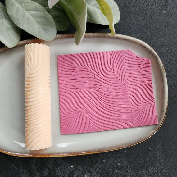 Polymer clay texture roller "Waves" stamp 3D printed embossing clay tools supplies