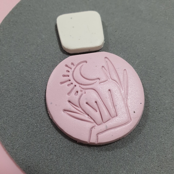 Polymer clay 3D "Woman Magic" stamp embossing