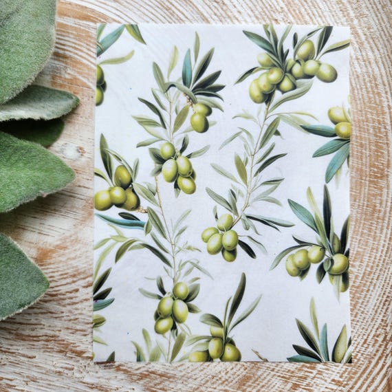 Clay transfer paper / Image transfer paper / Water soluble paper for polymer clay / Olives transfer sheet / Transfer paper for clay