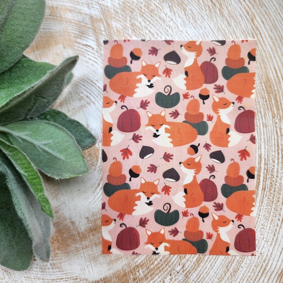 Fall Clay transfer paper / Image transfer paper for clay / Water soluble paper for polymer clay / Pumpkin Fox Leaves pattern transfer sheets