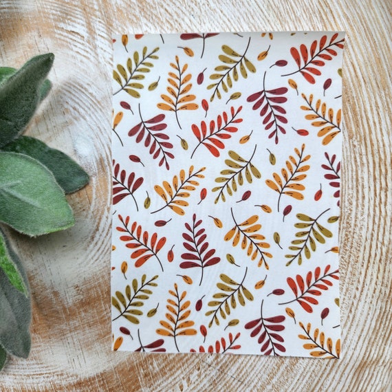 Fall Clay transfer paper / Image transfer paper for clay / Water soluble paper for polymer clay / Fall leaves pattern transfer sheets
