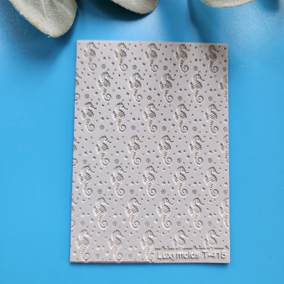 Polymer clay Texture tile Texture mat Clay stamp Polymer clay texture stencils "Seahorse" design clay texture Rubber mat T-415 Clay supplies