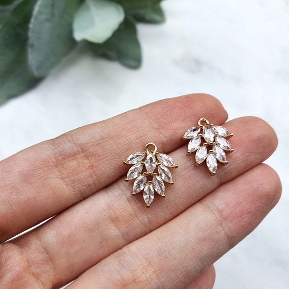 Zircon Gold plated charms Earrings components Earrings findings DIY jewelry