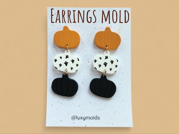 Silicone earrings mold / Silicone epoxy mold / Silicone UV resin molds/Fall pumpkin earrings silicone jewelry mold/Matte effect earring mold