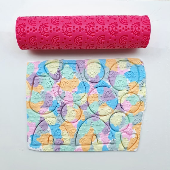 Polymer clay texture roller stamp 3D printed embossing "Rainbow"
