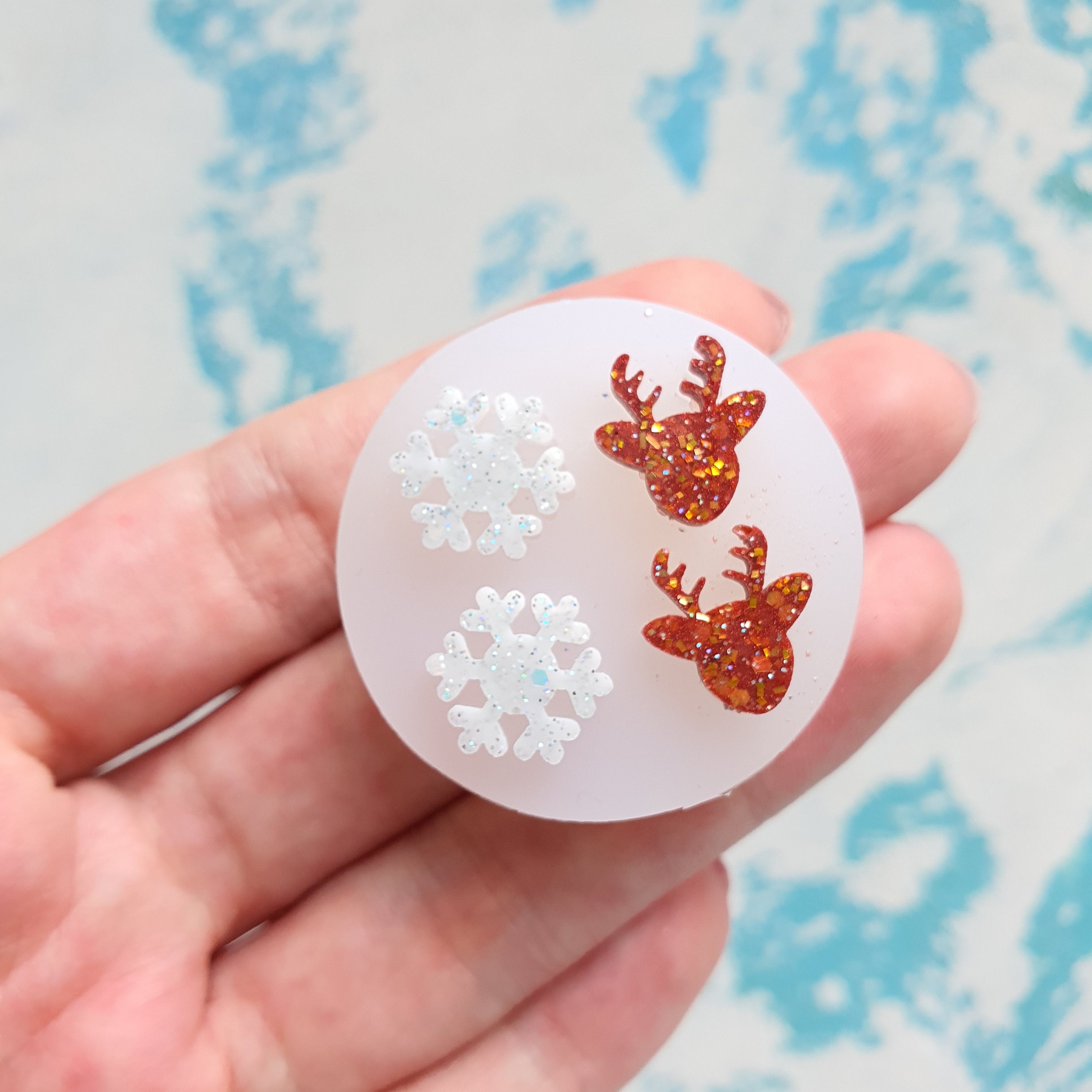 Resin Molds Christmas Earrings Reindeer Earrings Molds Silicone