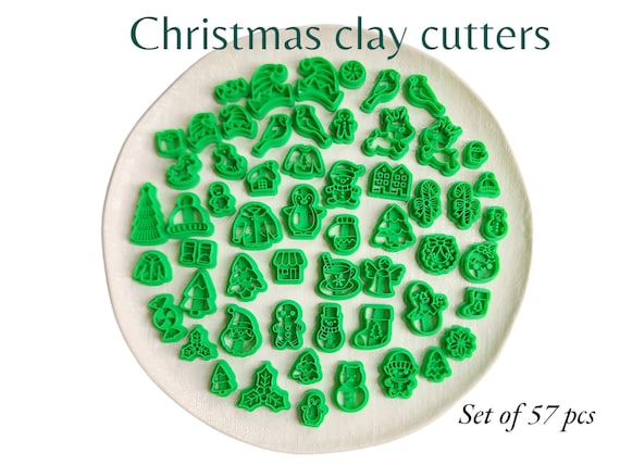 57 pcs set Christmas Polymer Clay cutters Christmas tree Earrings molds Polymer clay tool sharp cutter stamp Jewelry stud earrings cutters