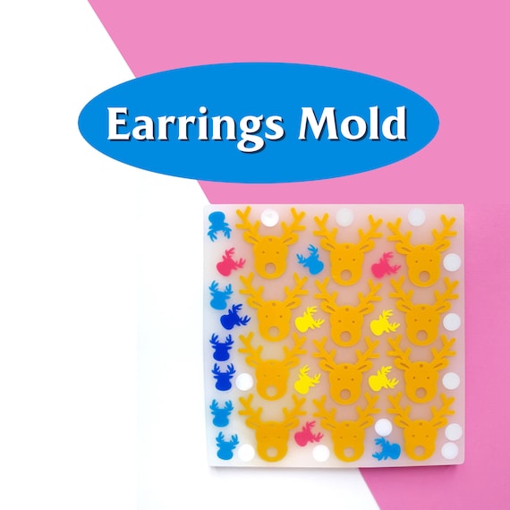 Silicone earrings Giant mold "Christmas" for resin and epoxy mould for jewelry "Reindeer"