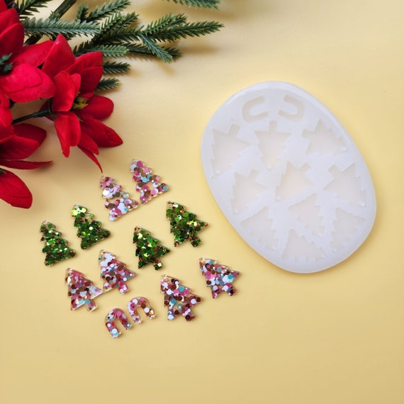 Silicone earrings mold "Christmas tree" mould for resin and epoxy for 6 pairs earrings