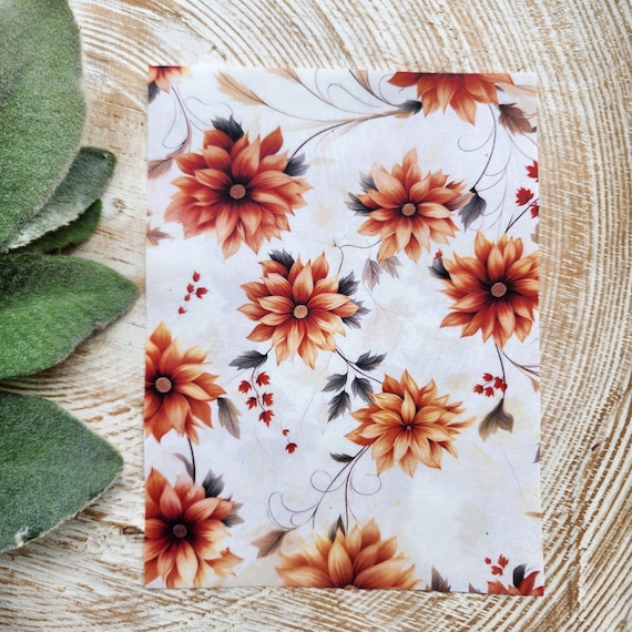 Fall Clay transfer paper / Image transfer paper for clay / Water soluble paper for polymer clay / Fall flowers pattern transfer sheets
