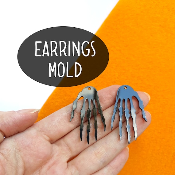 Halloween Skeleton Hand Silicone earrings mold for resin and epoxy