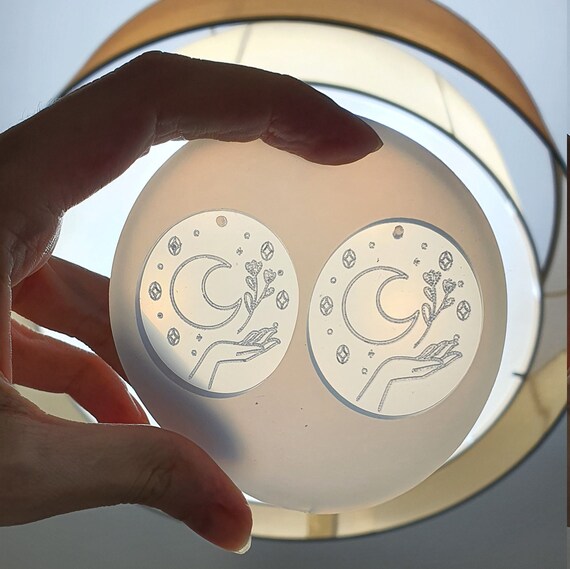 Silicone earrings mold "Woman magic moon hand" mould for resin and epoxy