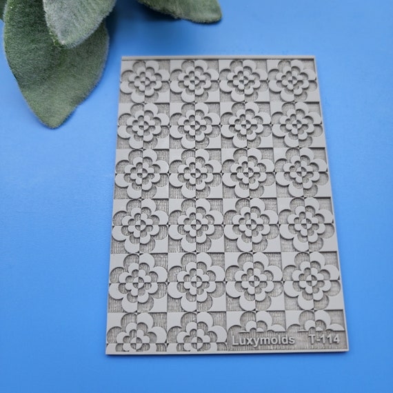 Polymer clay Texture tile Texture mat Clay stamp Polymer clay texture stencils "Flowers" T-114