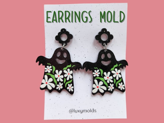 Silicone earrings mold / Silicone epoxy mold / Silicone UV resin molds / Halloween Ghost earrings silicone jewelry mold