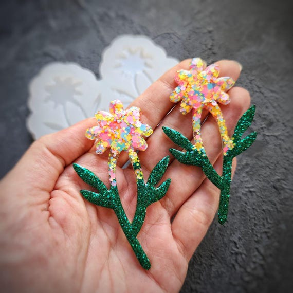Silicone earrings mold Jewelry resin mold "Flowers" Botanic design epoxy mold