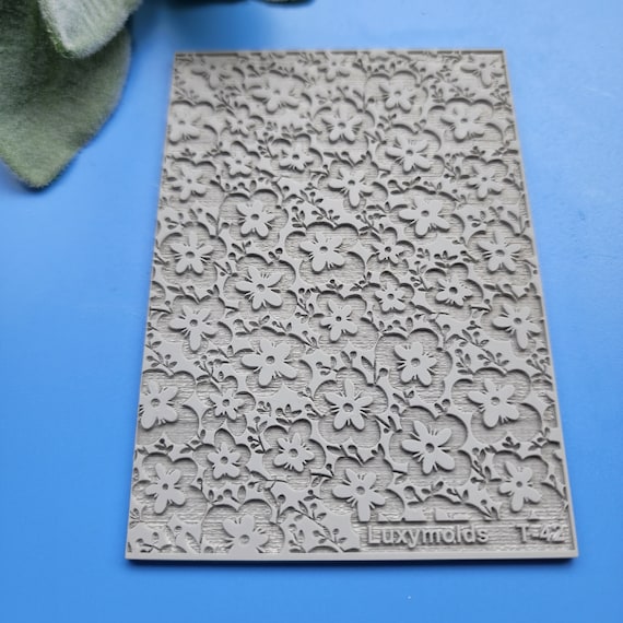 Polymer clay Texture tile Texture mat Clay stamp Polymer clay texture stencils "Flowers" T-42