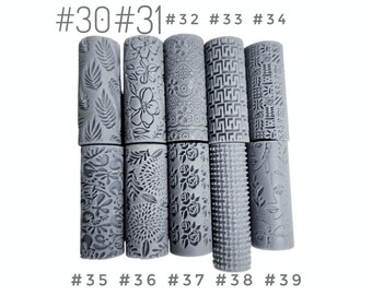 ACRNIGHEET 5-Piece Polymer Clay Texture Roller Set - Wood & Weave Embossing Stamps For Jewelry Making, Comes With Storage Box - View #3