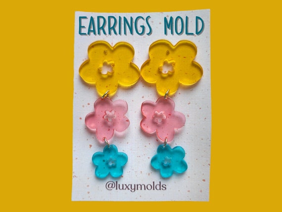 Silicone earrings mold / Silicone epoxy mold / Silicone earring moulds / Silicone UV resin molds / Flowers earring silicone jewelry mold