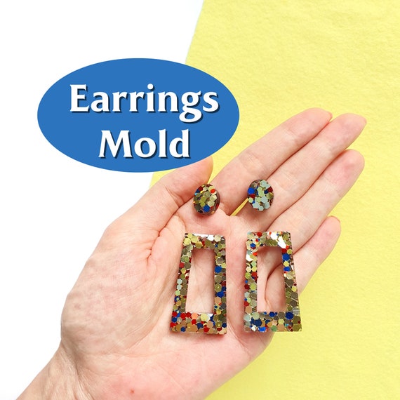 Silicone earrings mold for resin and epoxy Geometry silicon mould 4 designs in 1 mold
