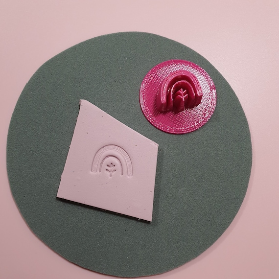 Polymer clay 3D "Rainbow" stamp embossing