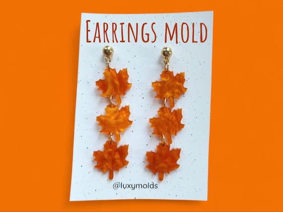 Silicone earrings mold / Silicone epoxy mold / Silicone UV resin molds / Fall Maple leaves stud earrings silicone jewelry mold