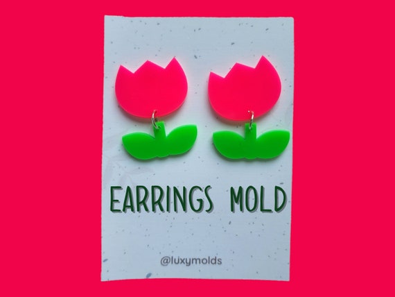 Silicone earrings mold / Silicone epoxy mold / Silicone earring moulds / Silicone UV resin molds /Tulip flower earring silicone jewelry mold