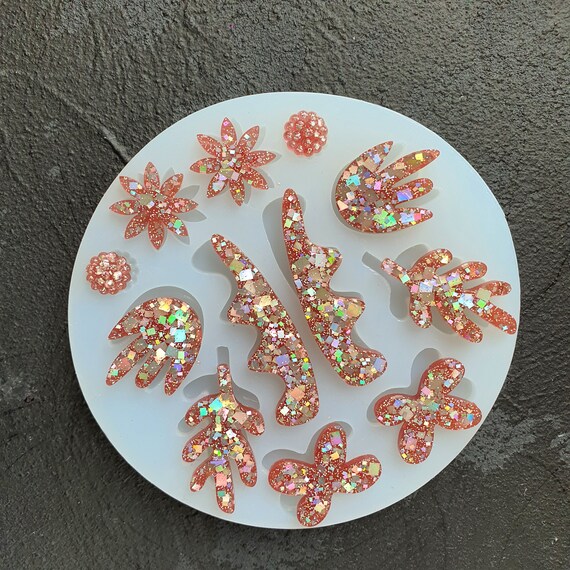 Silicone earrings mold Jewelry Resin mould for resin and epoxy 6 designs