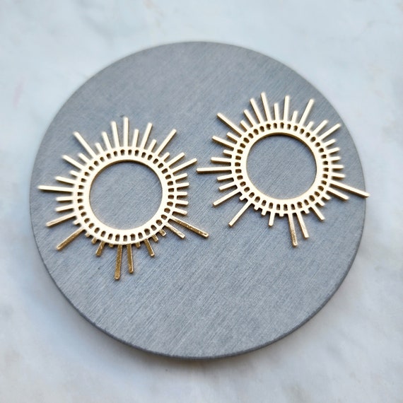 Gold plated charms Sun Earrings components Earrings findings DIY jewelry