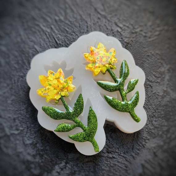Silicone earrings mold Jewelry resin mold "Flowers" Botanic design epoxy mold