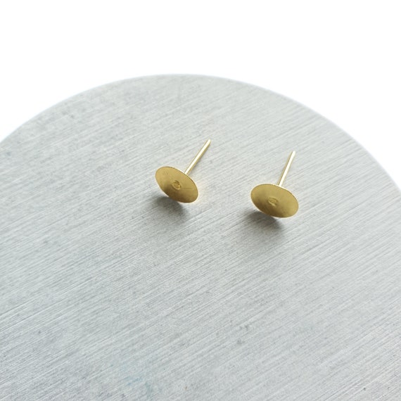 8 mm Earrings stud Round Flat component Earrings findings DIY jewellery Gold color