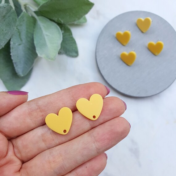 Yellow heart Earring stud components Earrings findings DIY jewelry