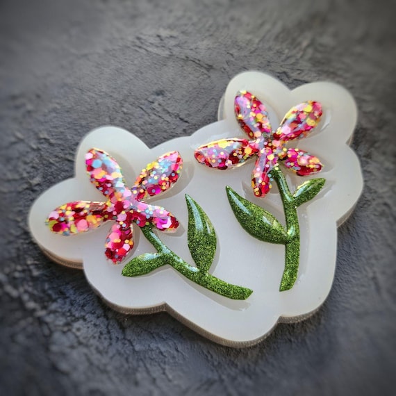 Silicone earrings mold Jewelry resin mold "Flowers" Botanic design epoxy mold