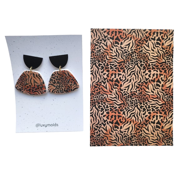 Water-soluble transfer paper for polymer clay craft "Leopard"