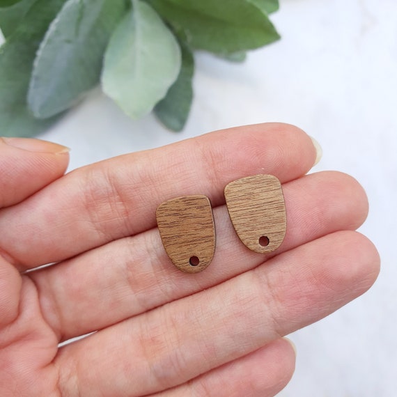 Wood Earring stud components Geometric studs Earrings findings DIY jewelry
