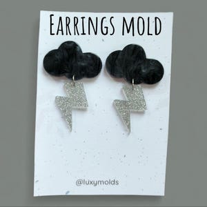 Silicone earrings mold / Silicone epoxy mold / Silicone UV resin molds / Cloud lightning stud earrings silicone jewelry mold